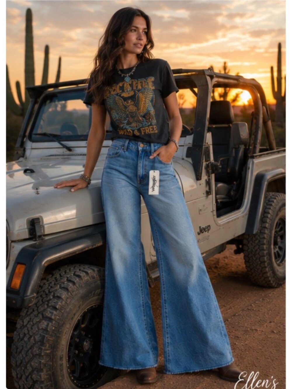Wrangler Wanderer High-Rise Flare Jeans Denim Blue Size 27 New With Tag - Picture 7 of 16